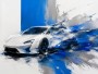 Sportwagen in Blau und Weiß, Leinwand oder Acrylbild