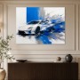 Sportwagen in Blau und Weiß, Leinwand oder Acrylbild