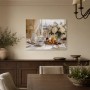 Pariser Frühstückstisch mit Blumen, Leinwand oder Kunstdruck
