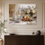 Pariser Frühstückstisch mit Blumen, Leinwand oder Kunstdruck