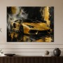 Goldener Supersportwagen als Leinwand oder Poster