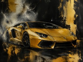 Goldener Supersportwagen als Leinwand oder Poster Goldener Supersportwagen als Leinwand oder Poster
