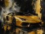Goldener Supersportwagen als Leinwand oder Poster