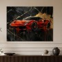 Roter Supersportwagen auf schwarzem Marmor, Wandbild oder Acrylbild