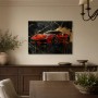 Roter Supersportwagen auf schwarzem Marmor, Wandbild oder Acrylbild