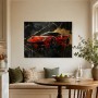 Roter Supersportwagen auf schwarzem Marmor, Wandbild oder Acrylbild