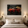 Roter Supersportwagen auf schwarzem Marmor, Wandbild oder Acrylbild