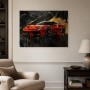 Roter Supersportwagen auf schwarzem Marmor, Wandbild oder Acrylbild