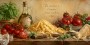 Italienisches Stillleben mit Tomaten und Pasta, Kunstdruck oder Wandbild