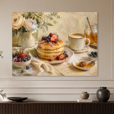 Frühstück mit Pancakes, Leinwand oder Kunstdruck