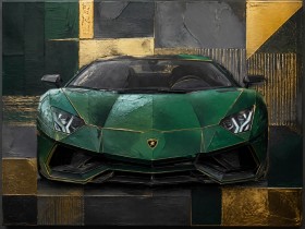 Exklusiver Lamborghini in Grün als Wandbild oder Acrylbild