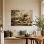 Mediterrane Stillleben Kunstwerk oder Kunstdruck mit Oliven und Brot