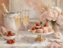 Elegante Dessertszene mit Champagner, Wandbild oder Kunstdruck