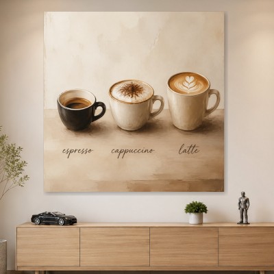 Kaffeemomente als Leinwand oder Poster mit Espresso, Cappuccino und Latte