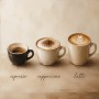 Kaffeemomente als Leinwand oder Poster mit Espresso, Cappuccino und Latte