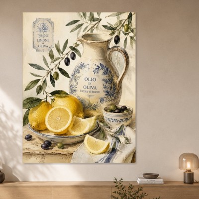 Mediterrane Zitronen und Oliven als Kunstdruck oder Poster
