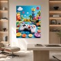 Pixel-Spielwelt mit Controller als Poster oder Kunstdruck