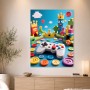 Pixel-Spielwelt mit Controller als Poster oder Kunstdruck