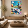 Pixel-Spielwelt mit Controller als Poster oder Kunstdruck