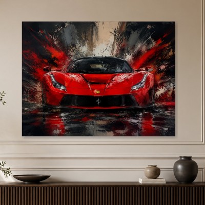 Roter Sportwagen als Leinwand oder Acrylbild mit dynamischer Wirkung