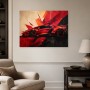 Roter Sportwagen als Poster oder Acrylbild in dynamischer Geometrie