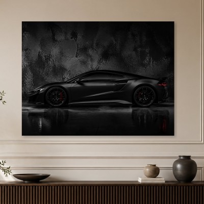 Schwarzer Sportwagen als Modernes Wandbild oder Fine Art Print