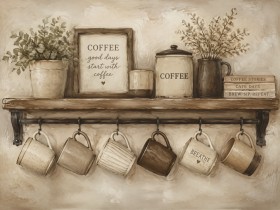 Wandbild Coffee Shelf als Kunstdruck oder Poster