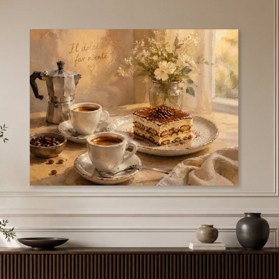 Tiramisu und Espresso als Leinwand oder Poster für die Küche