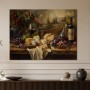 Stillleben mit Wein und Käse, Kunstwerk oder Kunstdruck