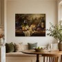 Stillleben mit Wein und Käse, Kunstwerk oder Kunstdruck