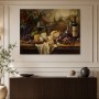 Stillleben mit Wein und Käse, Kunstwerk oder Kunstdruck