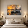 Sportwagen bei Sonnenuntergang, Leinwand oder Acrylbild
