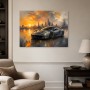 Sportwagen bei Sonnenuntergang, Leinwand oder Acrylbild