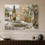 Mediterrane Tafel mit Wein, Natur und ruhiger Landschaft als Kunstdruck Leinwand oder Poster