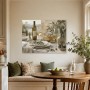 Mediterrane Tafel mit Wein, Natur und ruhiger Landschaft als Kunstdruck Leinwand oder Poster