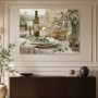 Mediterrane Tafel mit Wein, Natur und ruhiger Landschaft als Kunstdruck Leinwand oder Poster