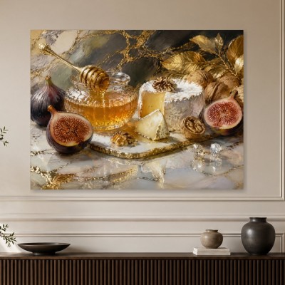 Stillleben mit Feigen und Honig als Kunstwerk oder Fine Art Print