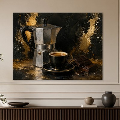 Mokka-Stillleben mit Kaffee, Leinwand und Poster
