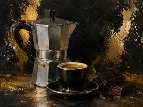 Mokka-Stillleben mit Kaffee, Leinwand und Poster
