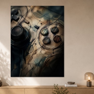 Abstraktes Wandbild oder Gallery Print mit dunkler Geometrie