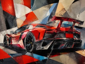 Roter Supersportwagen als Fine Art Print und Modernes Wandbild