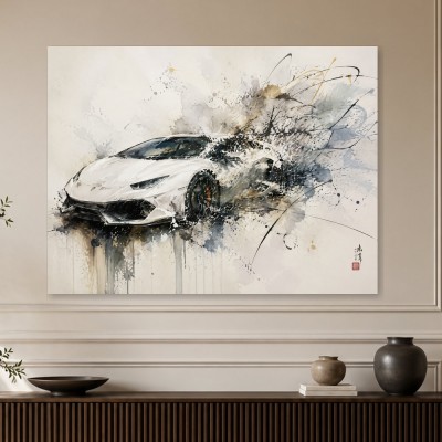 Sportwagen in Bewegung als Kunstwerk oder Modernes Wandbild