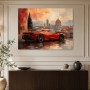 Roter Sportwagen vor Florenz, Fine Art Print oder Acrylbild
