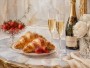 Elegantes Stillleben mit Champagner, Leinwand oder Kunstdruck