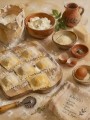 Rustikale Ravioli Stillleben Leinwand oder Fine Art Print