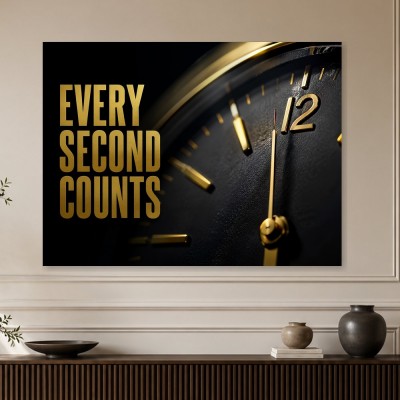 Golden Timepiece Poster oder Wandbild mit schwarzem Luxusakzent