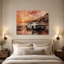 Sportwagen am Sonnenuntergang, Modernes Wandbild oder Leinwandbild