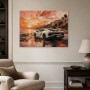 Sportwagen am Sonnenuntergang, Modernes Wandbild oder Leinwandbild
