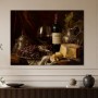 Stillleben mit Wein und Käse als Kunstdruck oder Wandbild