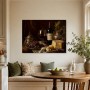 Stillleben mit Wein und Käse als Kunstdruck oder Wandbild